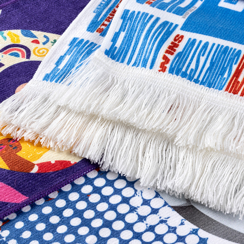 流蘇圍巾-135x20cm本白毛巾布-雙面彩色印刷