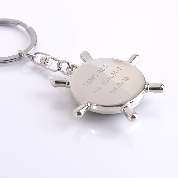 船舵造形指南針鑰匙圈-金屬雷射雕刻-訂做客製化禮贈品-可客製化印刷logo