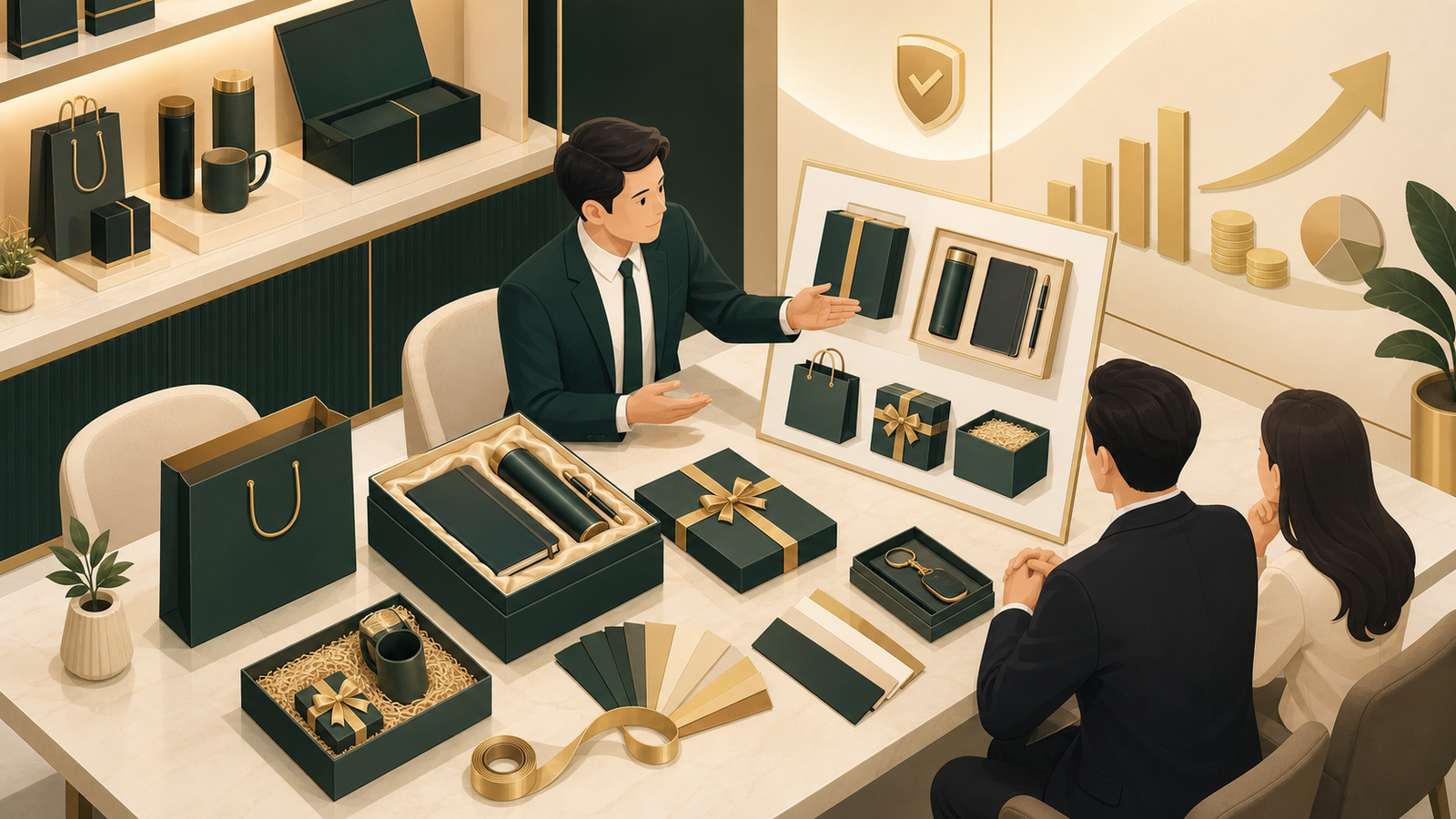 金融保險業客製禮贈品情境插畫