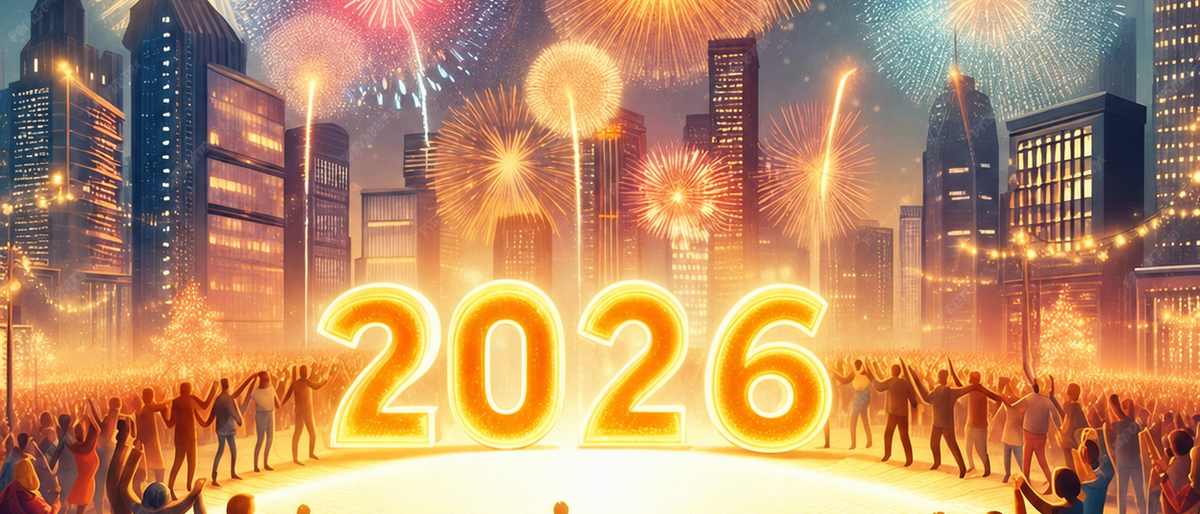 2026企業尾牙跨年煙火慶祝插畫