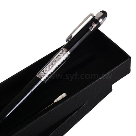 水晶觸控禮品筆-旋轉式廣告金屬筆-可客製化加印LOGO