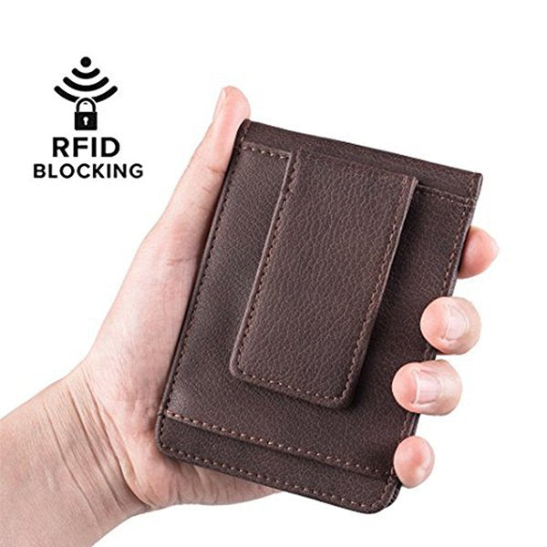 RFID防盜卡片夾-真皮磁吸卡夾