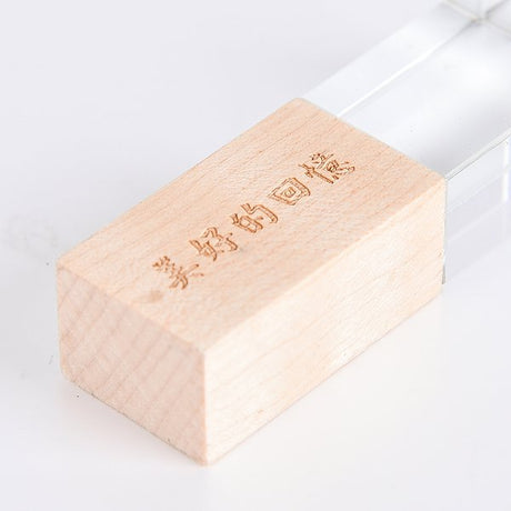 木製水晶發光開蓋隨身碟