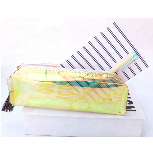 透明拉鍊鉛筆盒-鐳射PU筆袋