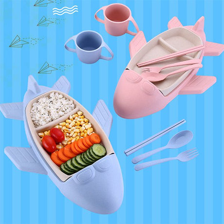 飛艇造形兒童小麥餐盒套組