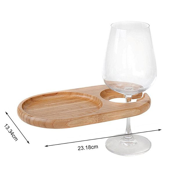 天然竹橢圓形食品拖盤酒架