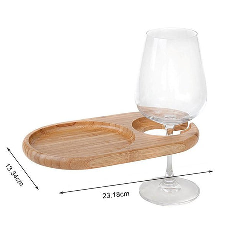 天然竹橢圓形食品拖盤酒架