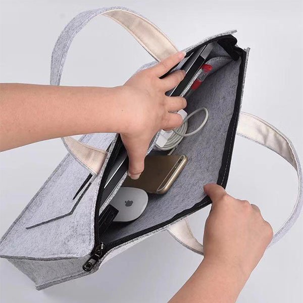 拉鍊式手提電腦包-毛氈筆電包