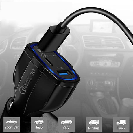 LED指示燈車用充電器QC3.0