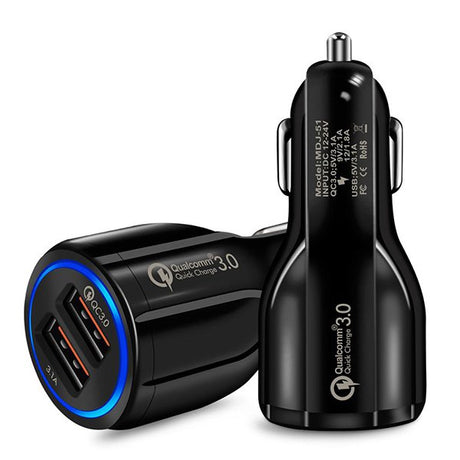 LED指示燈車用充電器QC3.0-USBx2