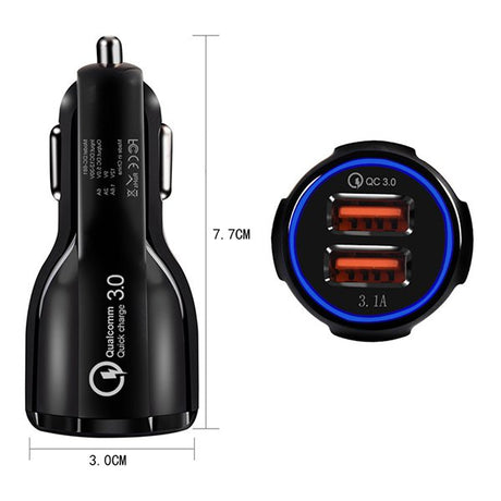 LED指示燈車用充電器QC3.0-USBx2