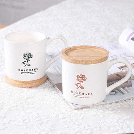 磨砂木蓋情侶陶瓷對杯