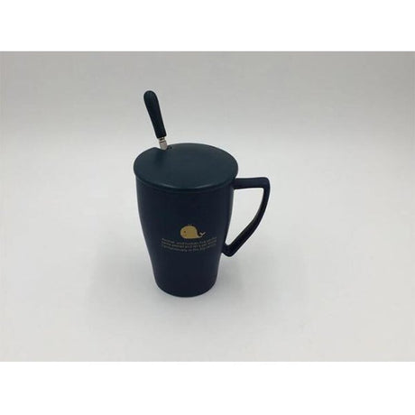 個性大把手陶瓷咖啡杯-附蓋子湯匙