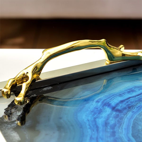 時尚瑪瑙托盤-金屬把手托盤