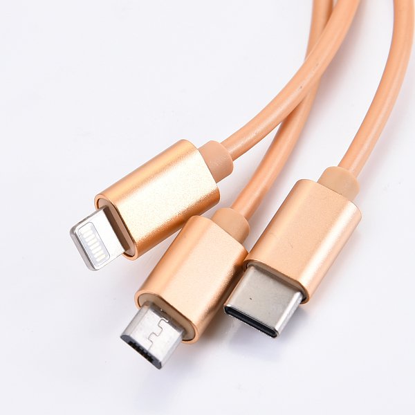 三合一可伸縮傳輸充電線附USB充電頭