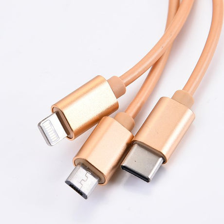 三合一可伸縮傳輸充電線附USB充電頭
