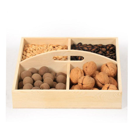 木製分隔提把置物盤