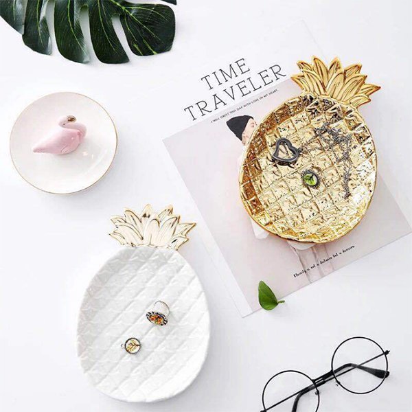 紅鶴陶瓷鍍金置物盤