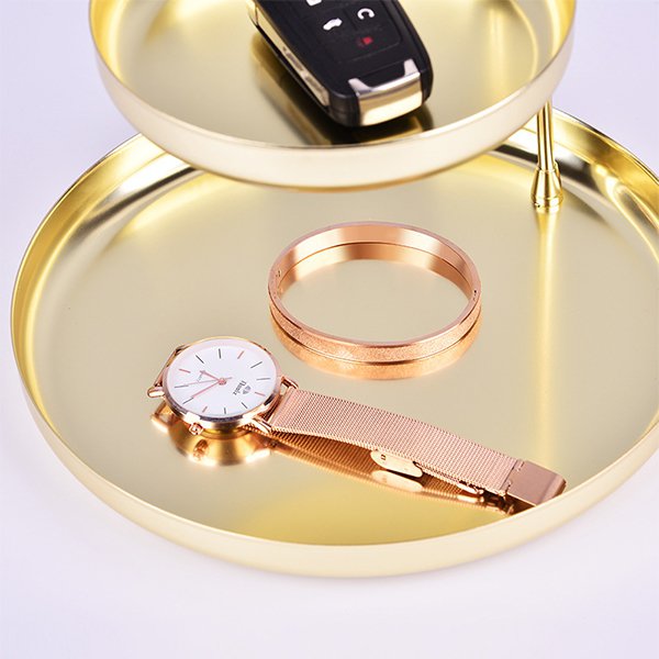 圓形雙層金屬置物盤