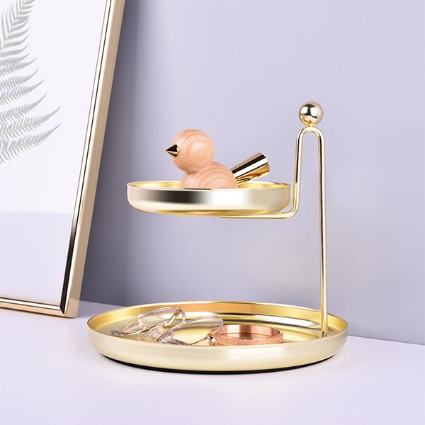 圓形雙層金屬置物盤