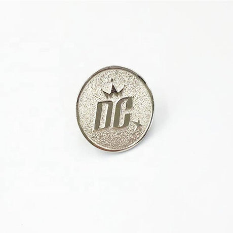 圓形銀色金屬砂面別針