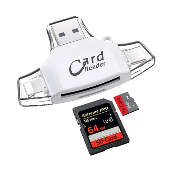 USB 2.0/Lightning/Type-C/Micro讀卡機-支援TF/SD卡-塑料材質
