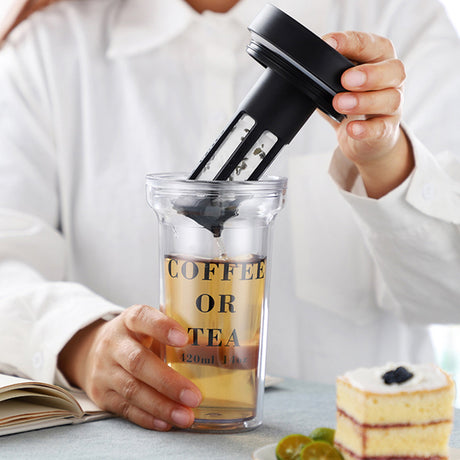 雙層泡茶器咖啡隨身杯