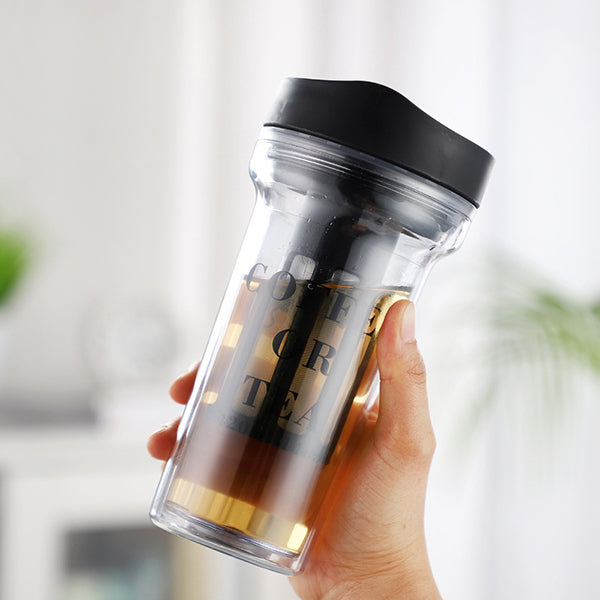 雙層泡茶器咖啡隨身杯