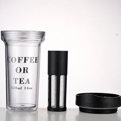 雙層泡茶器咖啡隨身杯