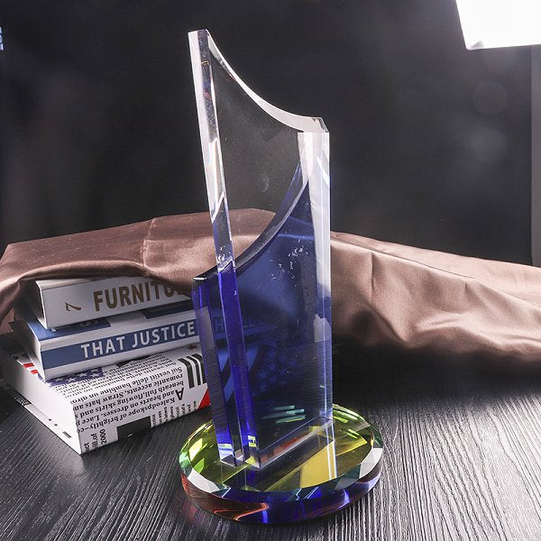 彩色雙層造型水晶獎盃