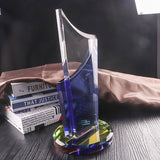 彩色雙層造型水晶獎盃