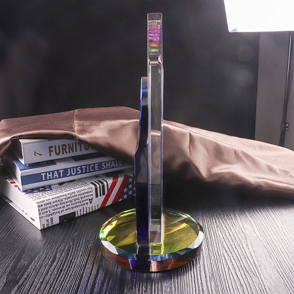 彩色雙層造型水晶獎盃