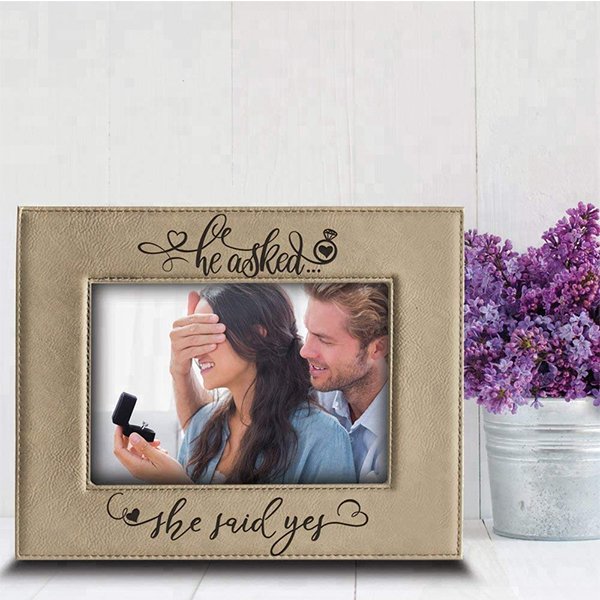 棕色PU皮革定製相框