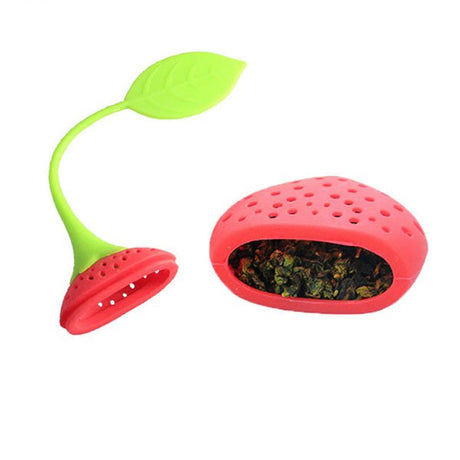 草莓造型矽膠濾茶器
