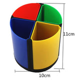 彩色四格旋轉塑膠筆筒