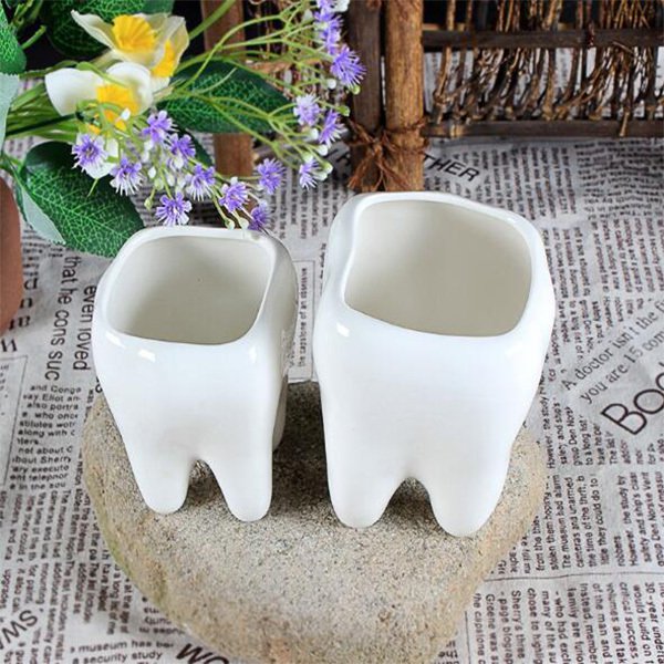 牙齒造型陶瓷筆筒