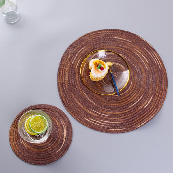 北歐風圓形編織隔熱餐桌墊