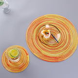 北歐風圓形編織隔熱餐桌墊