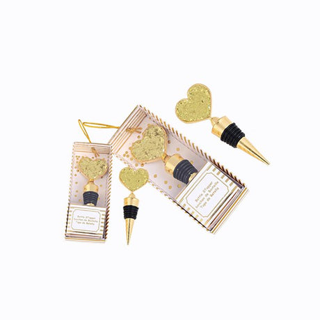 婚禮小物-金色愛心酒瓶塞