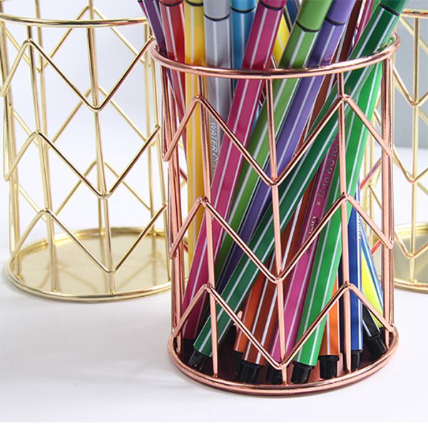 玫瑰金質感金屬筆筒