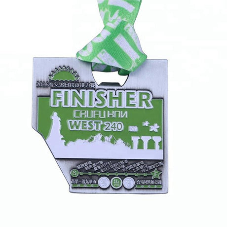 定制綠色軟琺瑯綠絲帶舞蹈獎章