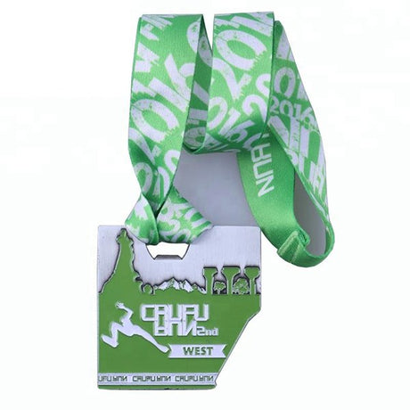 定制綠色軟琺瑯綠絲帶舞蹈獎章