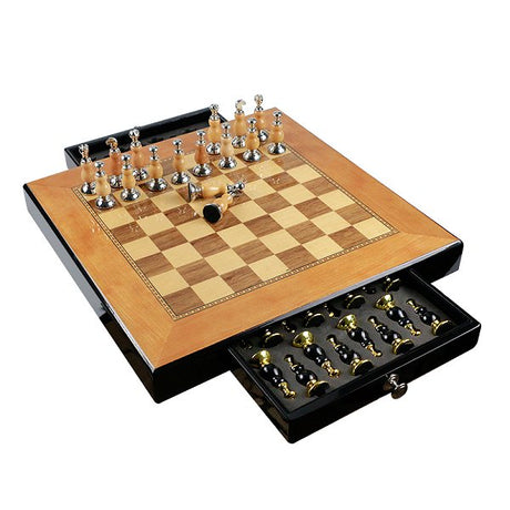 抽屜式可收納木製西洋棋套組