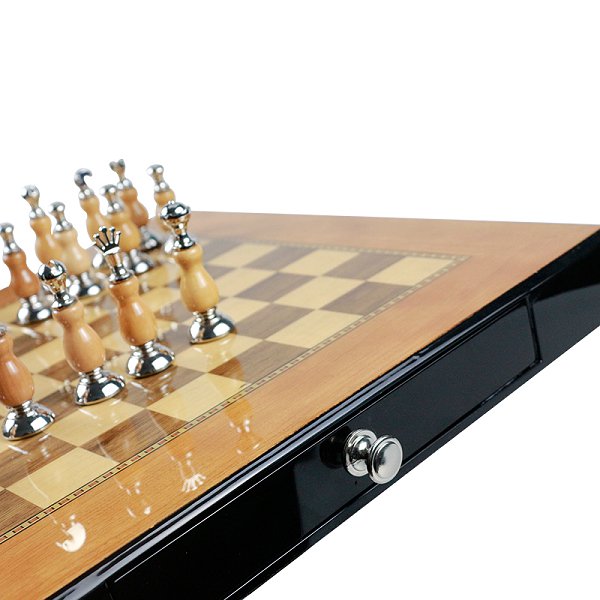 抽屜式可收納木製西洋棋套組