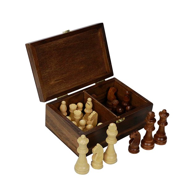 金屬扣木製西洋棋收納盒