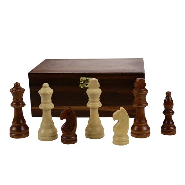 金屬扣木製西洋棋收納盒