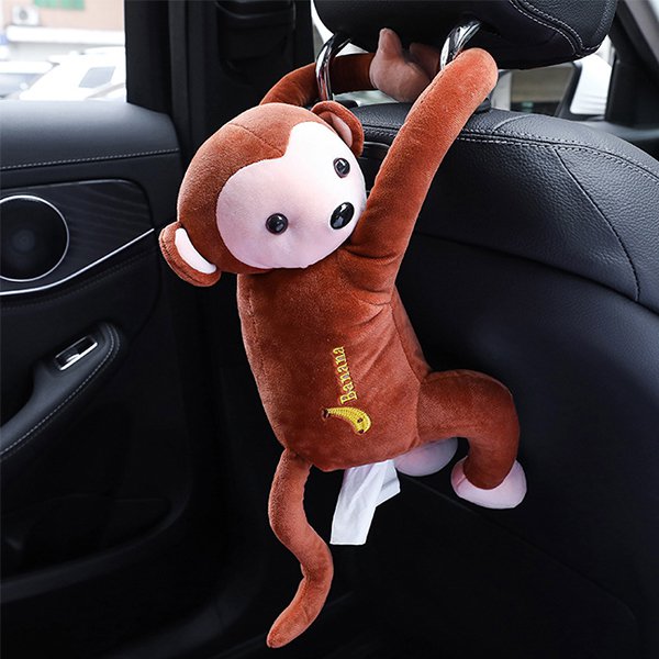 可愛猴子車用面紙盒