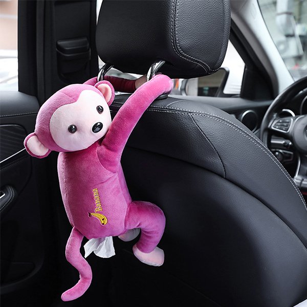 可愛猴子車用面紙盒