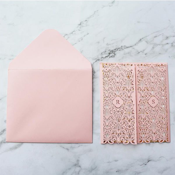 豪華雕刻婚禮邀請卡