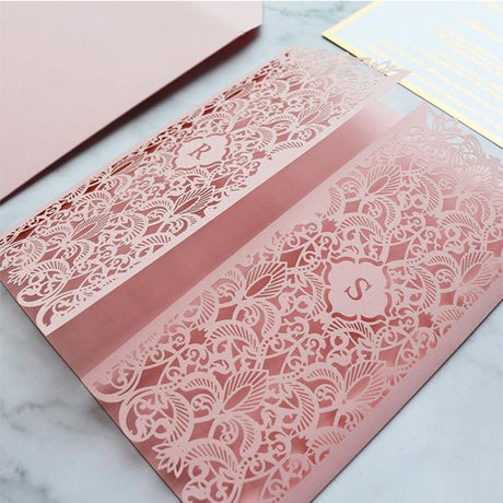 豪華雕刻婚禮邀請卡